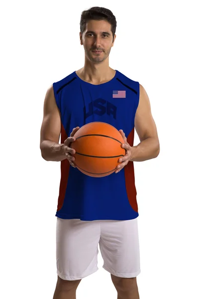 Professioneel Amerikaans basketbalspeler met bal. — Stockfoto