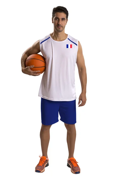 Topu ile profesyonel Fransız basketbol oyuncusu. — Stok fotoğraf