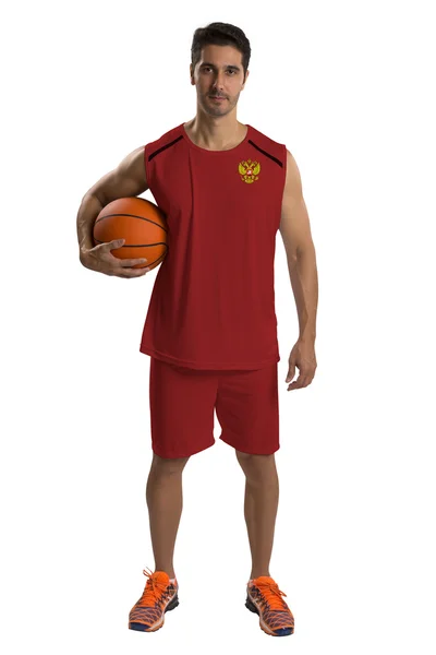 Giocatore di pallacanestro russo professionale con palla . — Foto Stock