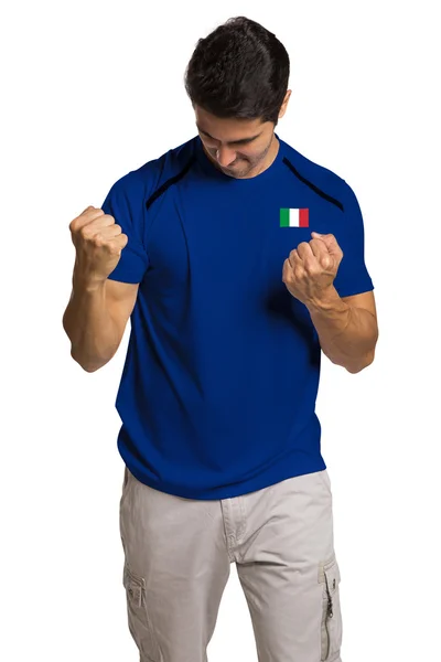 Fans de football italiens célébrant en fond blanc — Photo