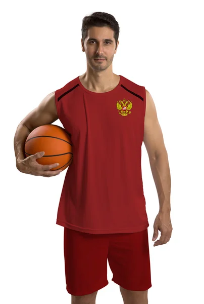 Joueur professionnel de basket russe avec ballon . — Photo