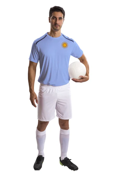 Футболист Аргентины на белом фоне — стоковое фото