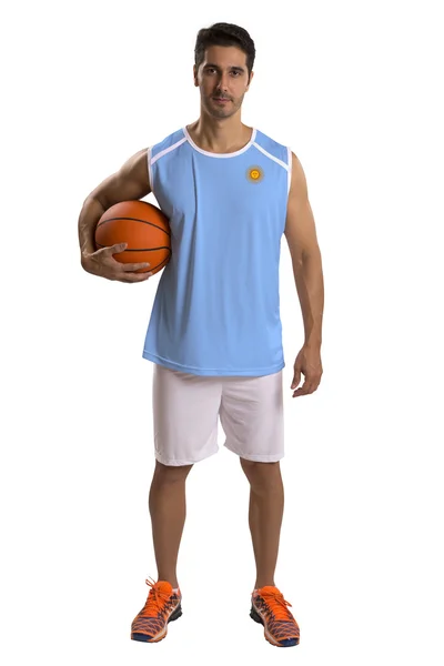 Argentinský profesionální basketbalový hráč s míčem. — Stock fotografie