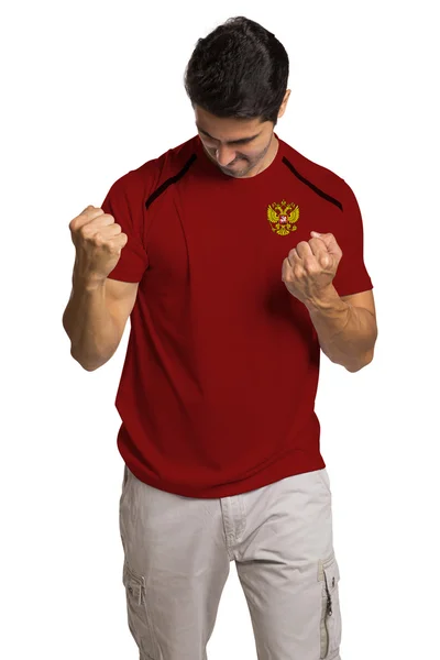 Russische Fußballfans feiern im weißen Hintergrund — Stockfoto