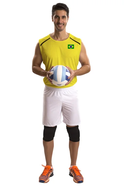 Giocatore professionista brasiliano di pallavolo con palla . — Foto Stock