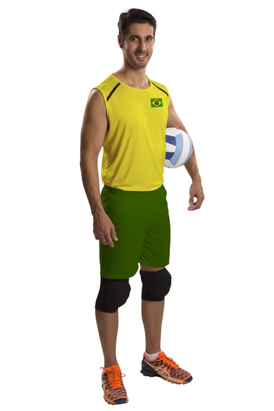 Brasilianischer Profi-Volleyballspieler mit Ball. — Stockfoto