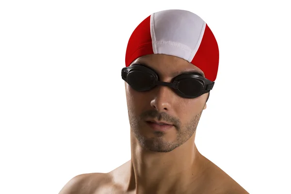 Porträt eines Mannes im Badeanzug; Profi mit kanadischer Uniform — Stockfoto