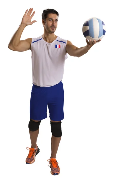 Joueur professionnel de volley-ball français avec balle . — Photo