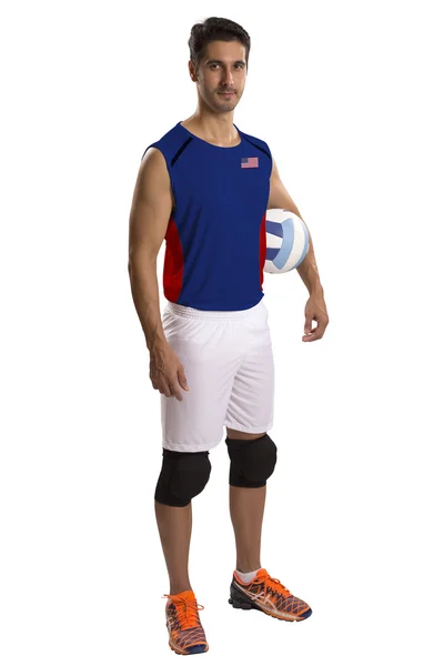 Jogador profissional de voleibol americano com bola . — Fotografia de Stock