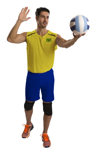 Brasilianischer Profi-Volleyballspieler mit Ball. — Stockfoto
