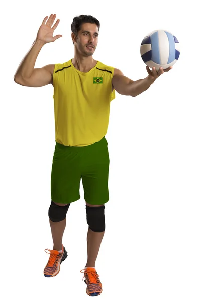 Brasilianischer Profi-Volleyballspieler mit Ball. — Stockfoto