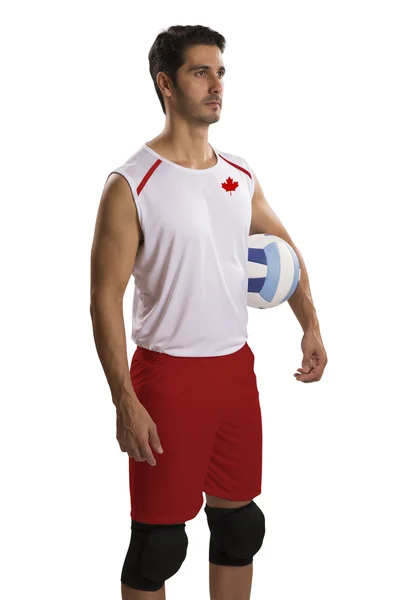 Professionell kanadensisk volleybollspelare med boll. — Stockfoto