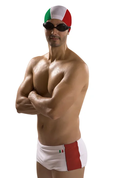 Mayolu adam portresi; İtalyanca ile profesyonel yüzücü — Stok fotoğraf