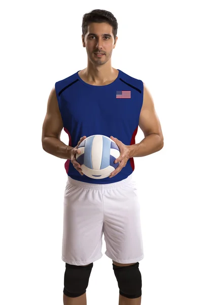 Profesionální americký volejbalový hráč s míčem. — Stock fotografie