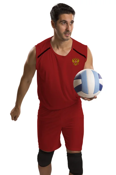 Joueur professionnel de volley-ball russe avec balle . — Photo