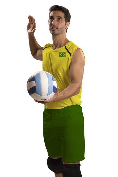 Giocatore professionista brasiliano di pallavolo con palla . — Foto Stock