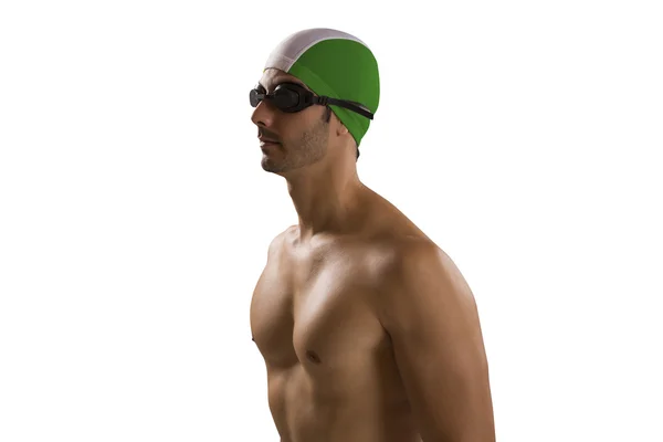 Portrait of man in swimsuit; professional swimmer with Brazilia — Stock Photo, Image