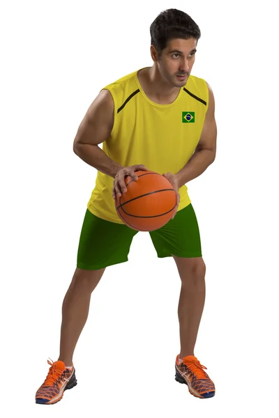 Brasilianischer Basketballprofi mit Ball. — Stockfoto