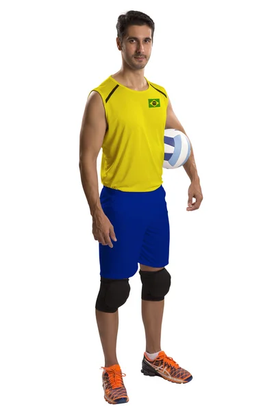 Brasilianischer Profi-Volleyballspieler mit Ball. — Stockfoto