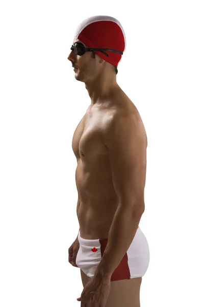 Portret mężczyzny w strój kąpielowy; zawodowych z Kanady jednolite — Zdjęcie stockowe