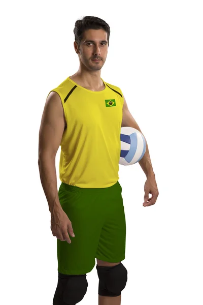 Joueur de volley-ball brésilien professionnel avec balle . — Photo