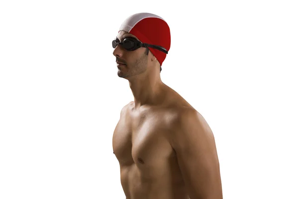 Portret van man in zwembroek; Professional met Canadese uniform — Stockfoto