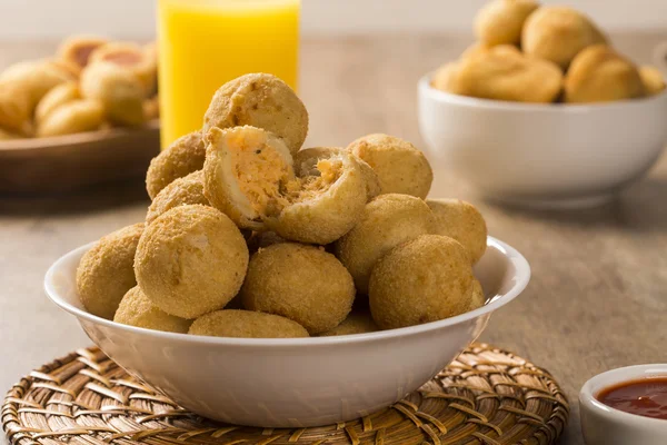 Brazilian snack. chicken dumpling with curd — Stock Photo, Image