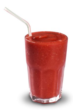 beyaz zemin üzerine kırmızı çilek smoothies