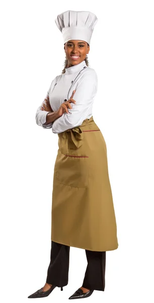 Retrato de metade do comprimento do chef feminino afro-americano . — Fotografia de Stock