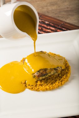 manyok un ile ızgara balık