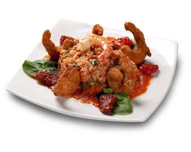 Risotto ile kızarmış karides