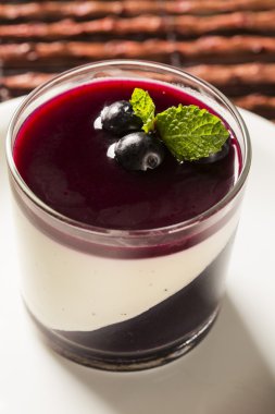 İtalyan tatlı pannacotta redfruit ve nane ile.