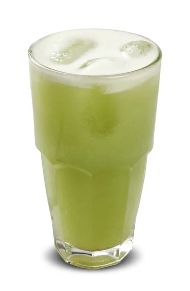 Copo com suco de kiwi. Fundo branco . — Fotografia de Stock