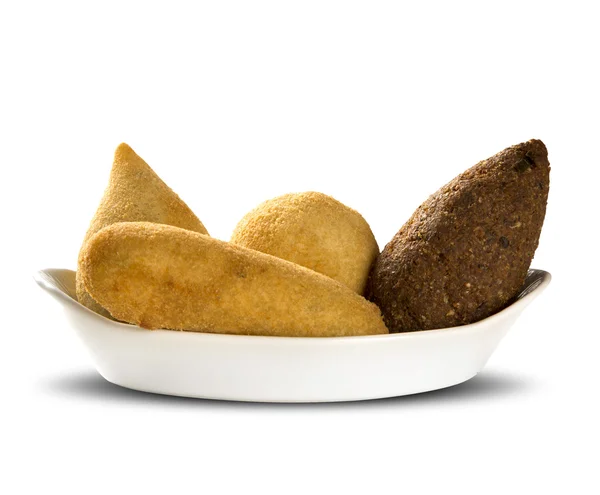 Mixed brazilian snack on white background. — Stock Photo, Image