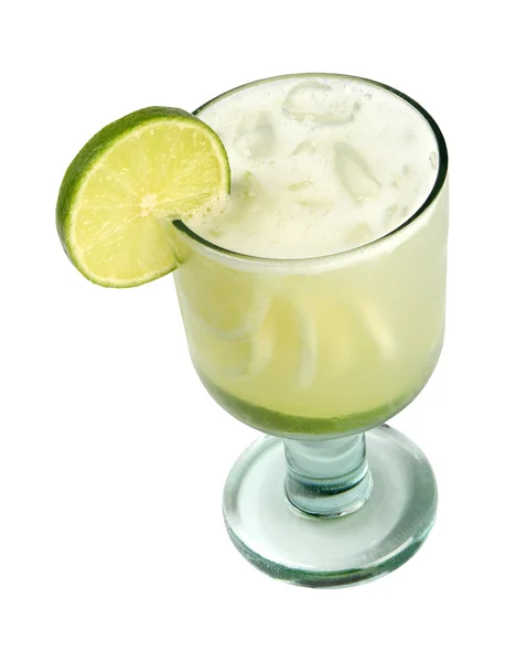 Fresh lemon drink with ice isolated on white background. Caipiri — Stock Photo, Image
