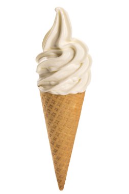 Vanilyalı yumuşak dondurma waffled koni.