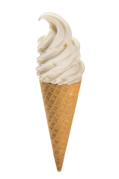 Vanilyalı yumuşak dondurma waffled koni.