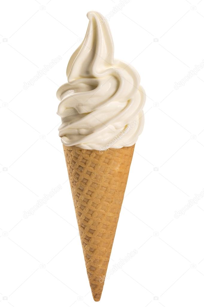 Gelado macio de baunilha cone waffled . fotos, imagens de © Paulovilela