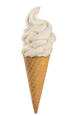 Vanilyalı yumuşak dondurma waffled koni.
