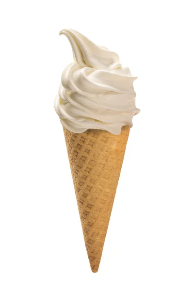 Vanilla soft ice cream waffled cone. — Stock Photo, Image