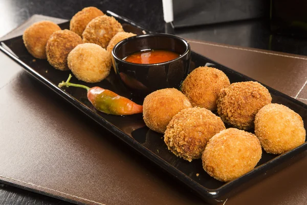 Brazilian deep fried cheese and ha snack, popular at local parti — Stock Photo, Image