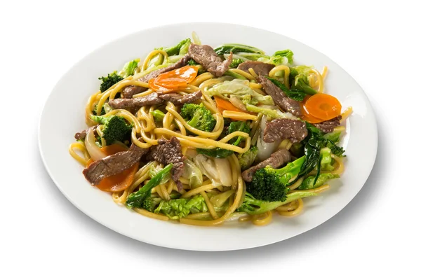 Thai food Pad thai, Mescolare tagliatelle fritte con gamberetti, carne e verdura . — Foto Stock