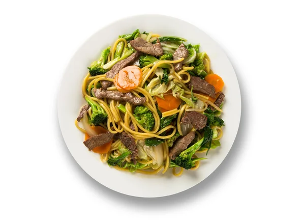 Thai food Pad thai, Mescolare tagliatelle fritte con gamberetti, carne e verdura . — Foto Stock