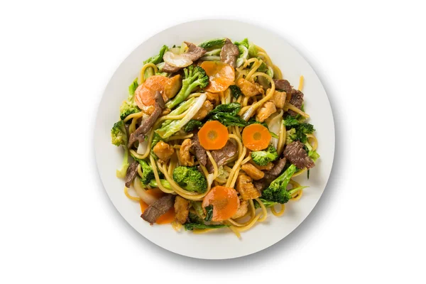 Tailandese cibo Pad tailandese, friggere tagliatelle con gamberetti e verdure — Foto Stock