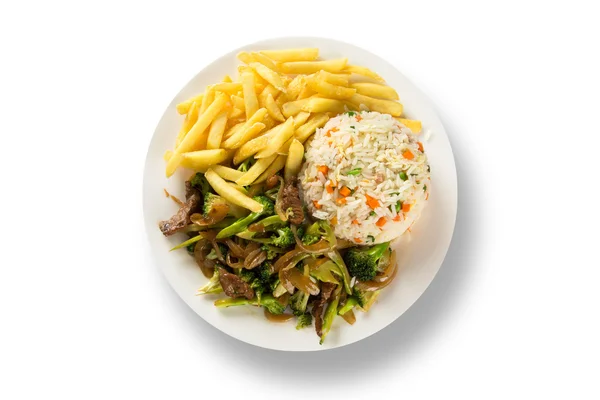 Comida tailandesa Almofada tailandesa, Mexer macarrão frito com camarão, carne e legumes . — Fotografia de Stock