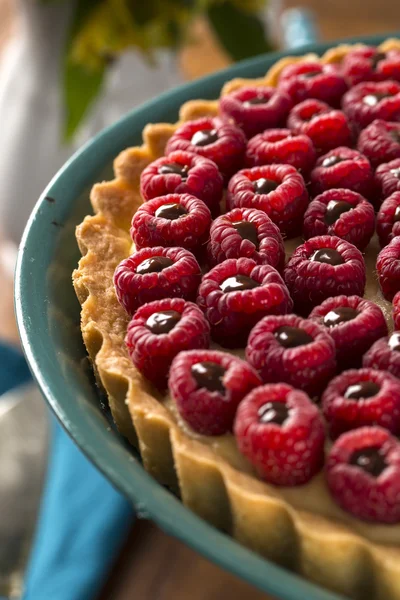Raspberry Pie with chocolate — Stock Photo, Image