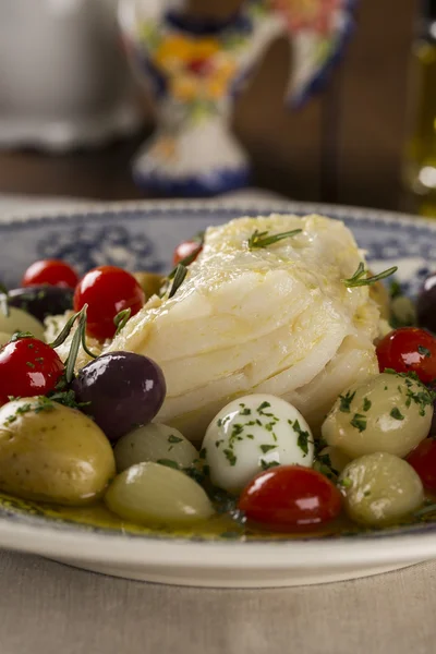 A typical Portuguese dish with codfish — Stock Photo, Image