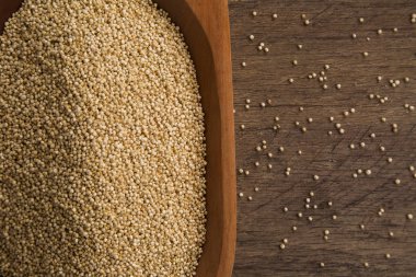 Pişmemiş Quinoa ve wey protein bölümünü