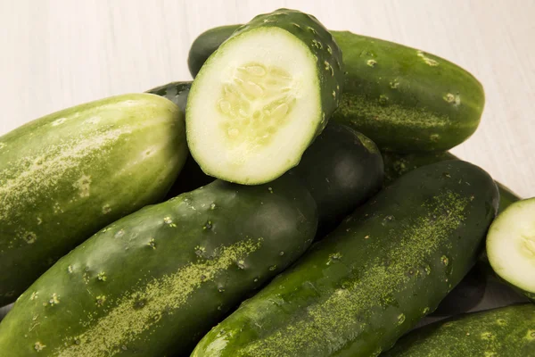 Fresh cucumber on the white background — Stock Photo, Image
