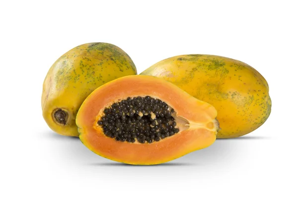 Nyklippt saftiga tropisk papaya mamao frukter med frön på Brasilien — Stockfoto